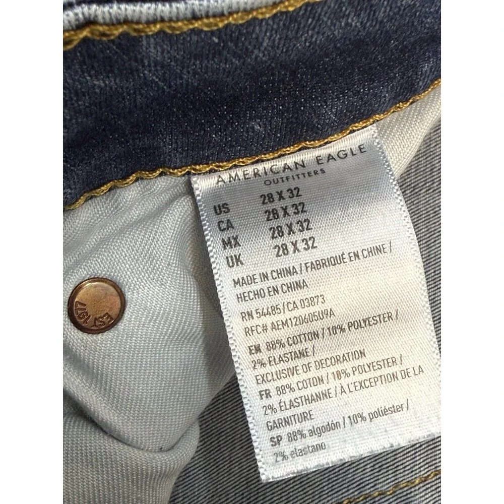 American Eagle Jeans Mens 28x32 Blue Denim  Flex 4 Patch Look Skinny 30"L - Picture 13 of 14